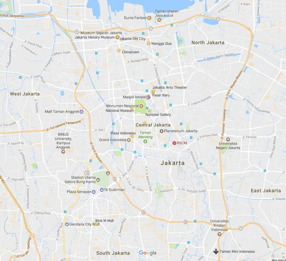 карта на Џакарта центри