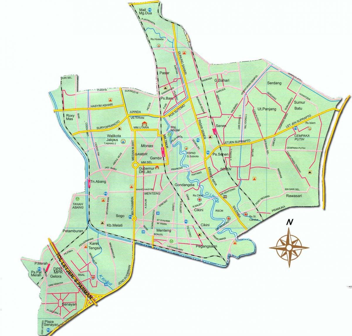 карта на Џакарта pusat