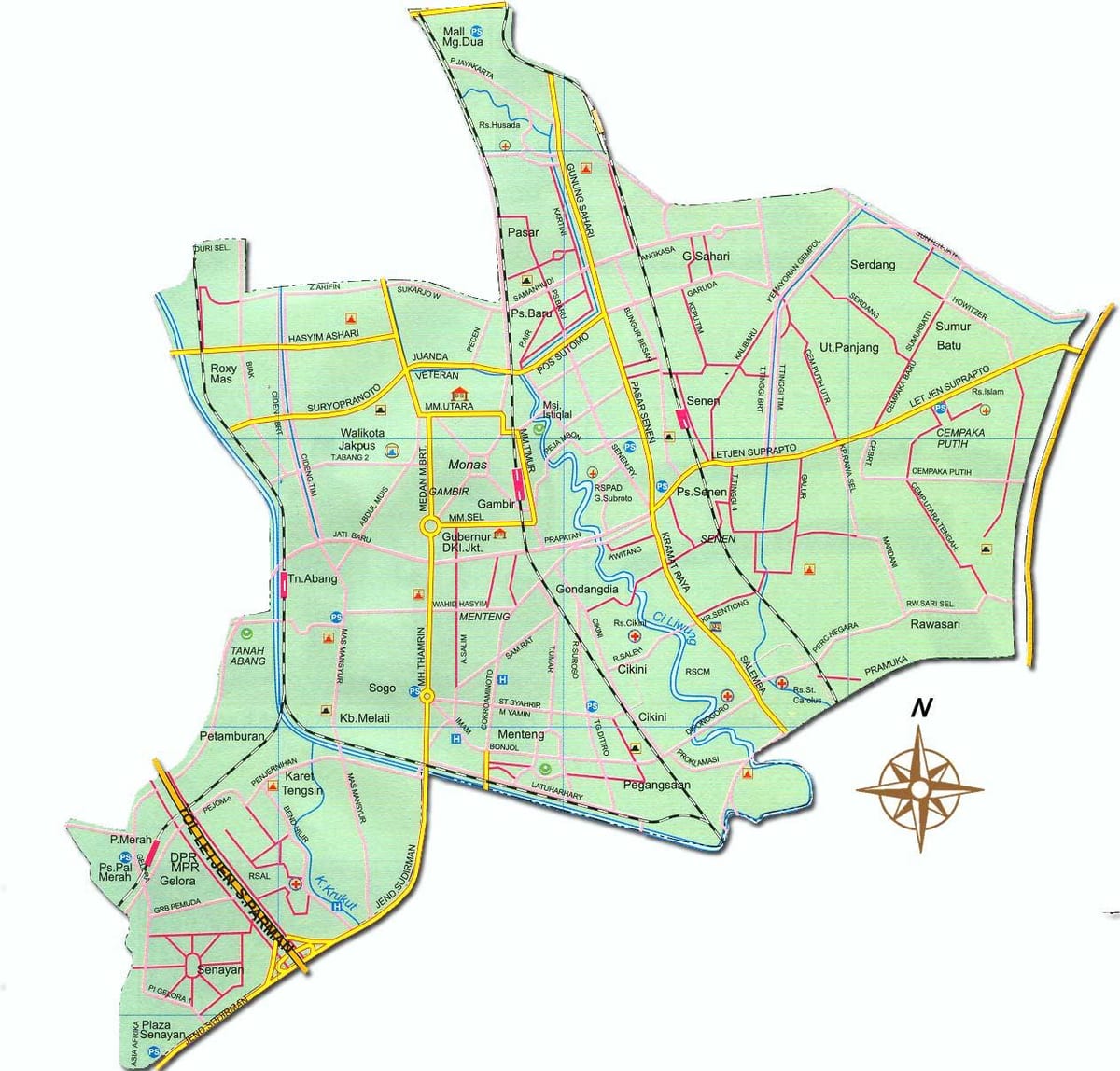 карта на Џакарта pusat
